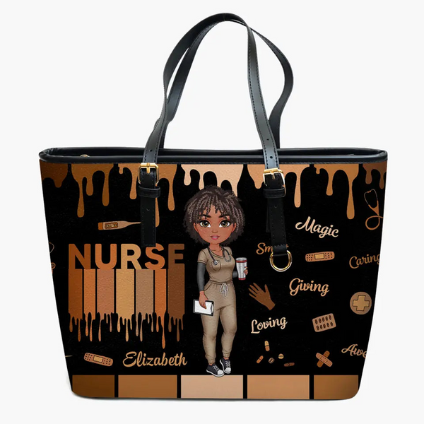 Love Nurse Life - Personalized Leather Tote Bag - Gift For Nurse | NR4 HH01