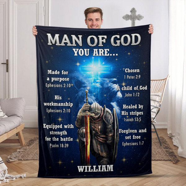 Man Of God - Personalized Fleece Blanket TD118