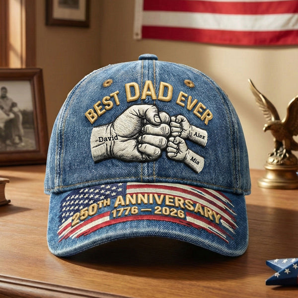 USA 250th Anniversary Best Dad Ever - Personalized Classic Cap - Gift For Dad, Grandpa