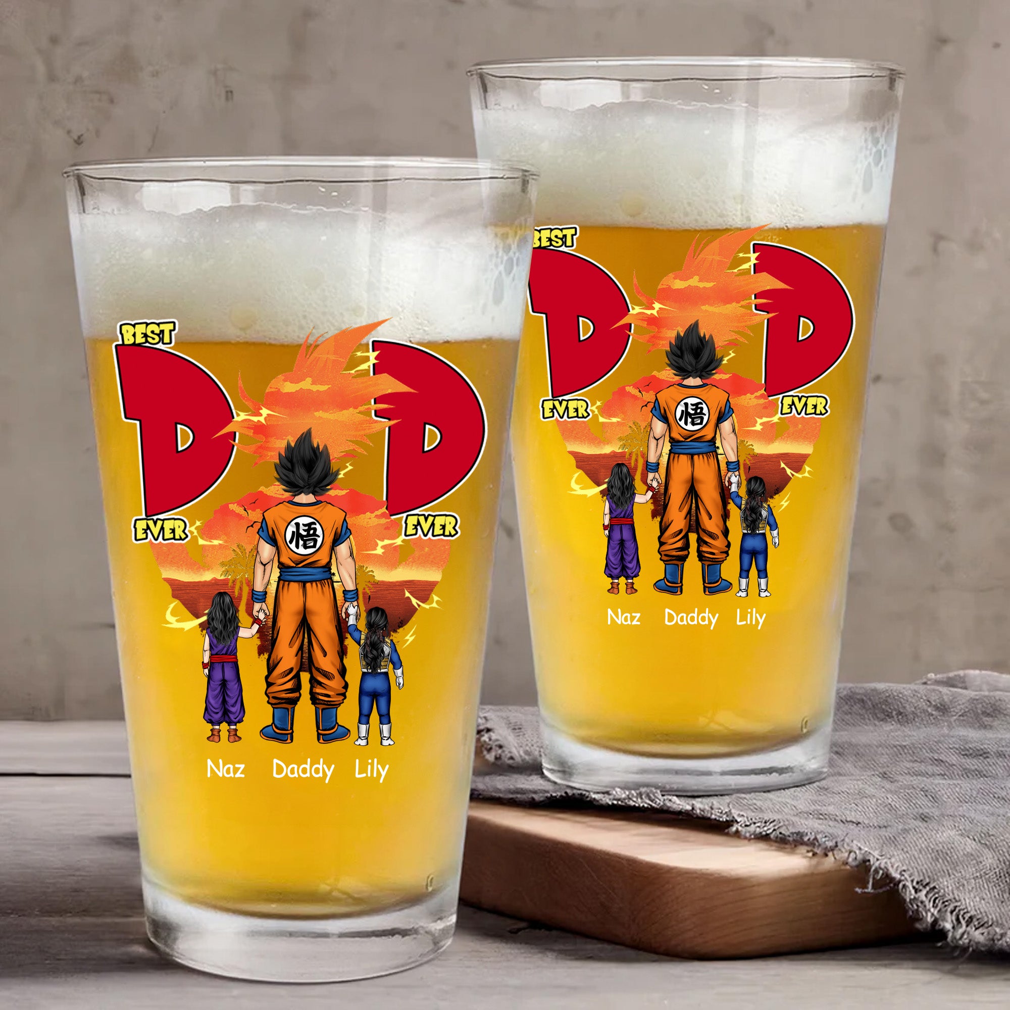 Best Dad Ever Two Side - Gift For Dad - Personalized Beer Glass