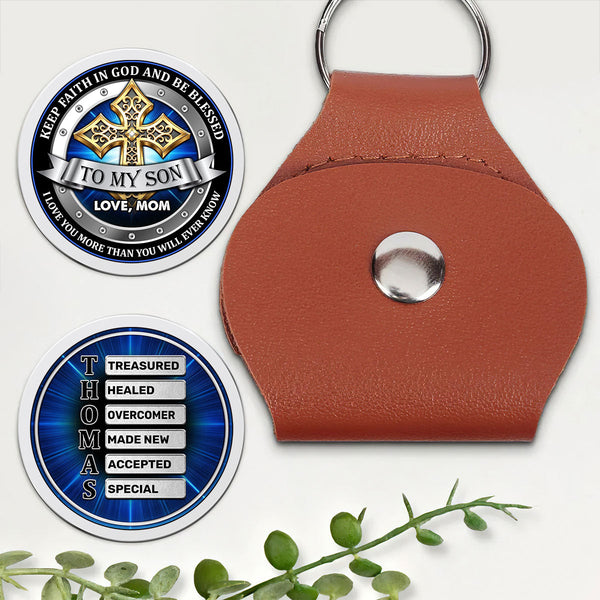 Blessings And Love To Son - Personalized Pocket Hug - Christian Gift For Son BA01