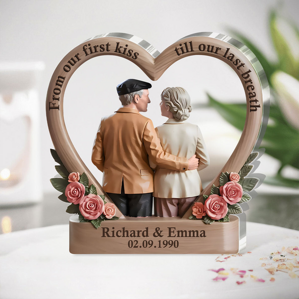 Growing Old With You Heart Of Love - Personalized Acrylic Plaque - Gift For Couple HL128