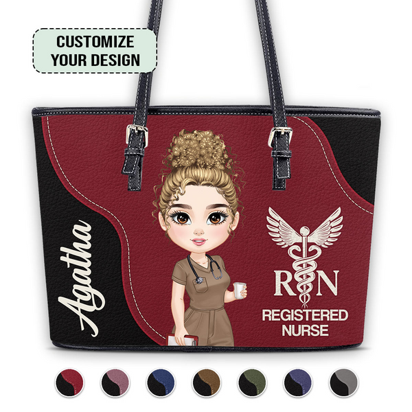 Nurse With Love - Personalized Leather Tote Bag - Gift For Nurse | NR4 HH01