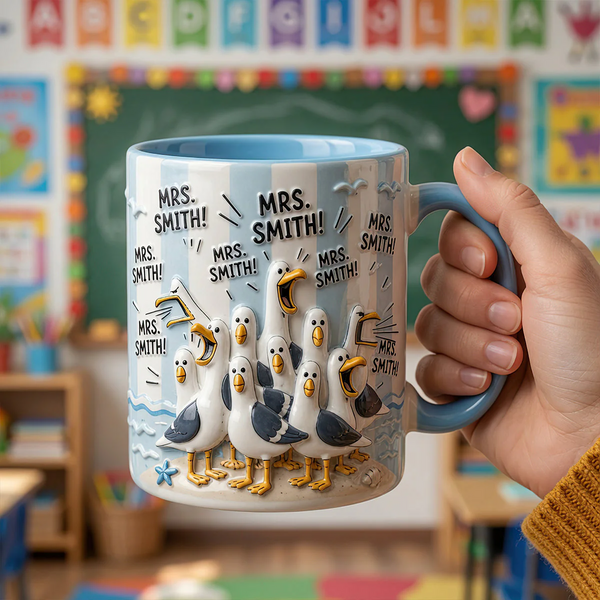 Funny Teacher Life Seagull Classroom - Personalized Accent Mug - Back To School Gift For Teacher