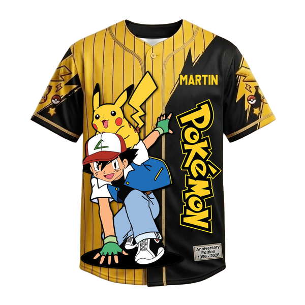 PoMo Celebrate 30 Years Of Catching Them All - Personalized Baseball Jersey For Kids, Adult - Anniversary Gift For Movie Fans HH01