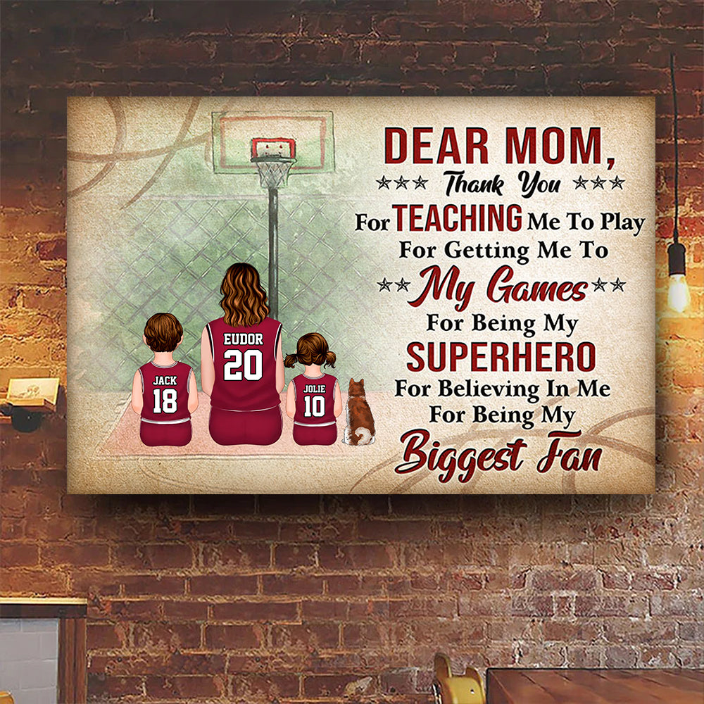 Dear Mom, Thank You For Teaching Me To Play This Game - Gift For Mom, Children, Family - Personalized Canvas Poster - SPCL03 NA94