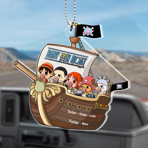 Baby On The Boat Pirate Dad And His Crew - Gift For Family Members, Dad, Mom - Personalized Car Hanging Ornament - NA94