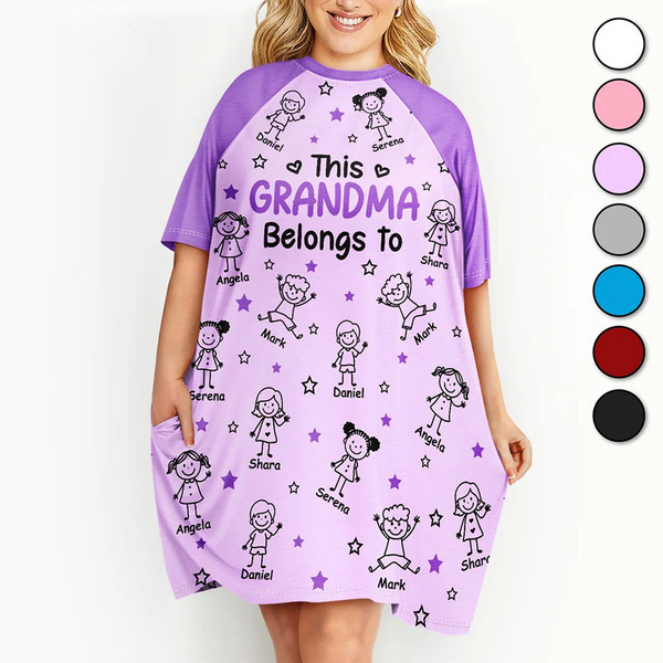 This Grandma Mom Belongs To Kids And Pet (Ver 1) - Personalized Sleep Tee HH01