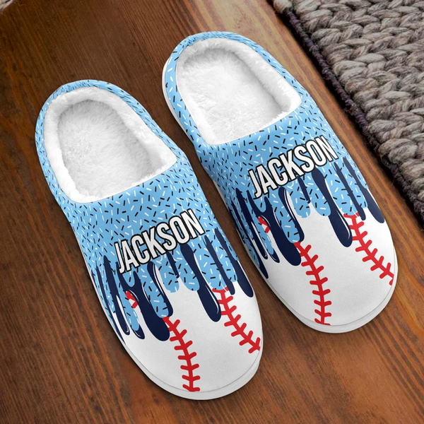 Icecream Drip Custom Design For Baseball, Softball, Soccer, Football, Basketball, Hockey Lover - Personalized Slippers