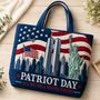 American Flag Patriot Day 9.11 We Will Never Forget - Personalized Quilted Tote Bag