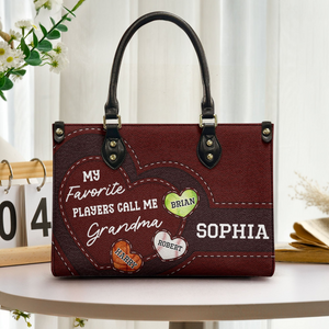 My Favorite Players Call Me Grandma - Personalized Leather Bag - Loving Gift For Mother, Grandma, Grandmother, Mother's Day | NA94