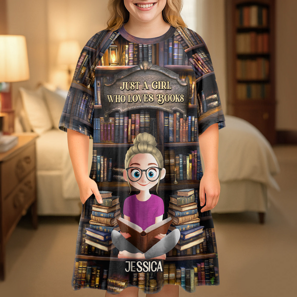 Just A Girl Who Loves Books - Personalized Sleep Tee | CLB2