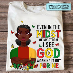 See God Working It Out For Me  - Personalized T-shirt- Juneteenth, Birthday Gift For Black Woman | CL50