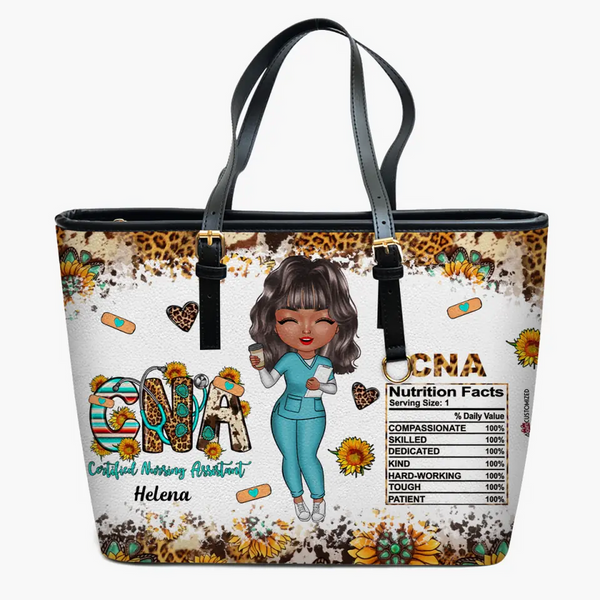 Certified Nursing Assistant Nutrition Facts - Personalized Leather Tote Bag - Gift For CNA, Nurse | NR4 HH01