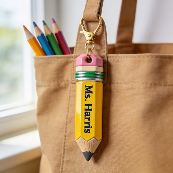 Pencil-Shaped - Personalized Keychain - Gift For Teachers