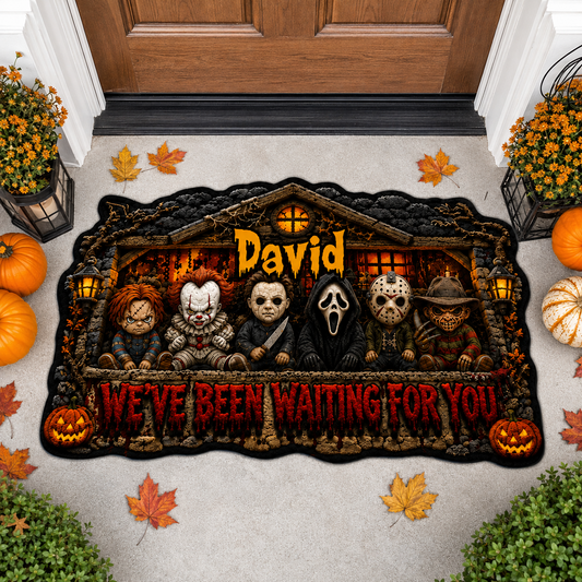 Halloween Horror Characters Waiting For You - Personalized Shape Doormat