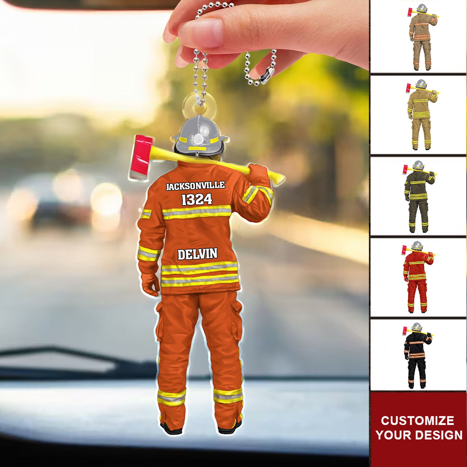 Firefighter Uniform - Gift For Firefighters - Personalized Car Hanging Ornament NA94