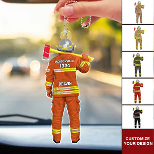 Firefighter Uniform - Gift For Firefighters - Personalized Car Hanging Ornament NA94