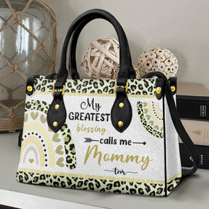 Leopard Rainbow Grandma Mama - Personalized Leather Bag - Gift For Mother, Grandma, Grandmother, Mother's Day | NA94