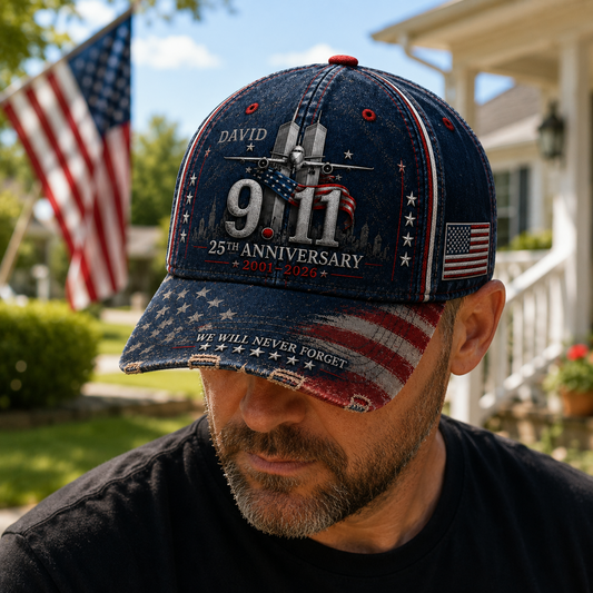 9.11 25th Anniversary Memorial Never Forget Patriotic Day - Personalized Classic Cap