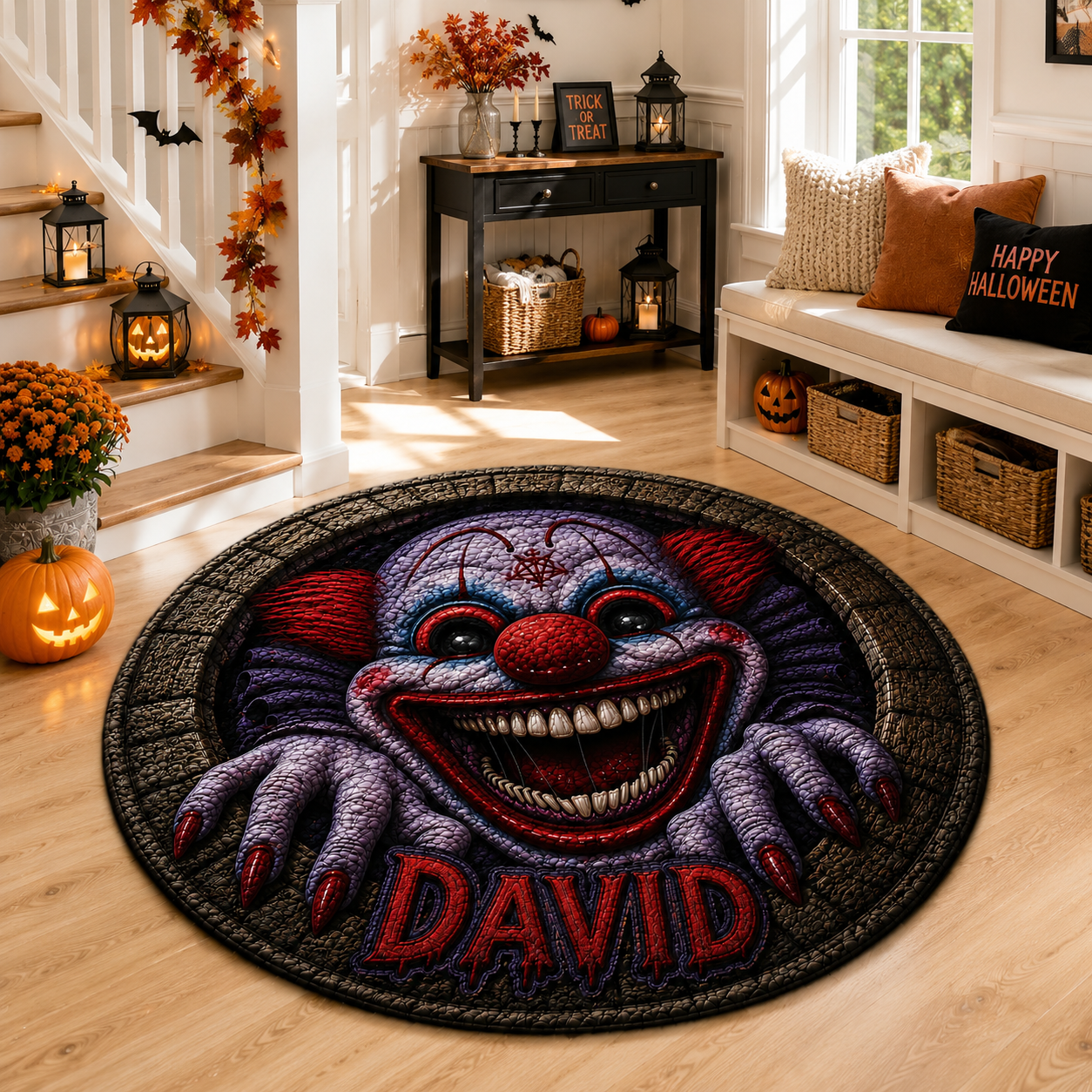 Scary Clown 3D Halloween Horror Spooky Porch Decor - Personalized Shape Doormat