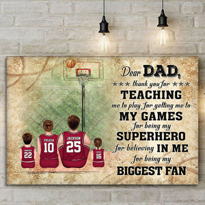 Dear Dad, Thank You For Teaching Me To Play This Game - Gift For Dad, Children, Family - Personalized Canvas Poster - SPCL03 NA94