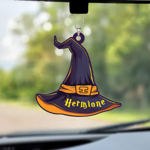 Custom Name Magic Trick Magic Hat Witch Funny Halloween - Personalized Car Hanging Ornament - NA94