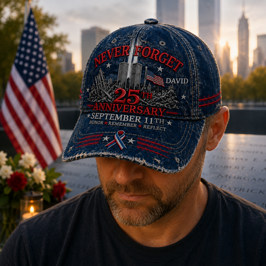 September 11 Memorial 25th Anniversary Never Forget - Personalized Classic Cap