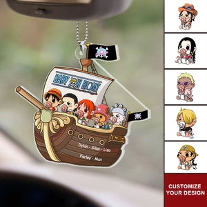 Baby On The Boat Pirate Dad And His Crew - Gift For Family Members, Dad, Mom - Personalized Car Hanging Ornament - NA94