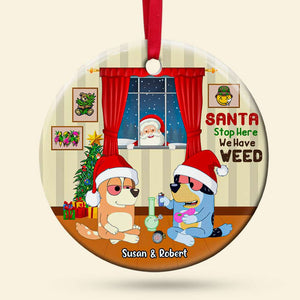 Santa Stop Here - Gift For Couples - Personalized Ceramic Ornament