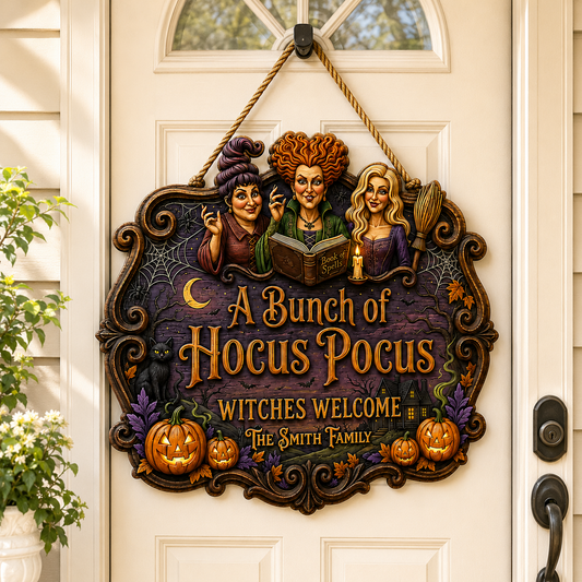 A Bunch Of Classic Witch Trio Halloween Gift For Family, Witch Lovers - Personalized Wood Sign