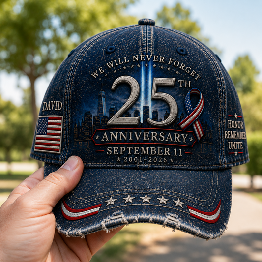 September 11 Memorial 25th Anniversary We Will Never Forget Patriot Day - Personalized Classic Cap