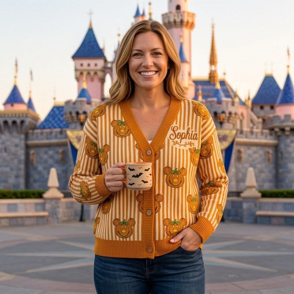 MkMo Magic Mouse Pumpkin Halloween Spooky Season - Personalized Cardigan