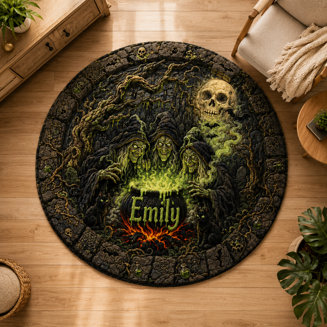 Halloween Witch Cauldron Horror Spooky Porch Decor - Personalized Shape Doormat