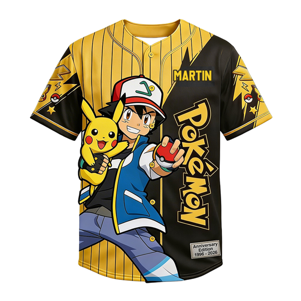 PoMo Celebrate 30 Years Of Catching Them All - Personalized Baseball Jersey For Adult, Kid, Toddler - Anniversary Gift For Movie Fans HH01