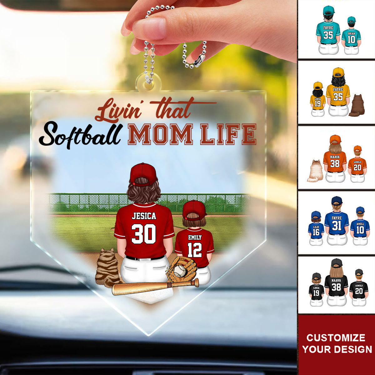 Livin' That Softball Mom Life - Gift For Mom - Personalized Car Hanging Ornament - SPCL01 NA94