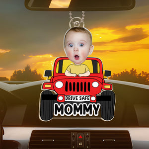 Custom Photo Jeep Mommy Drive Safe - Gift For Family Members - Personalized Car Hanging Ornament - NA94