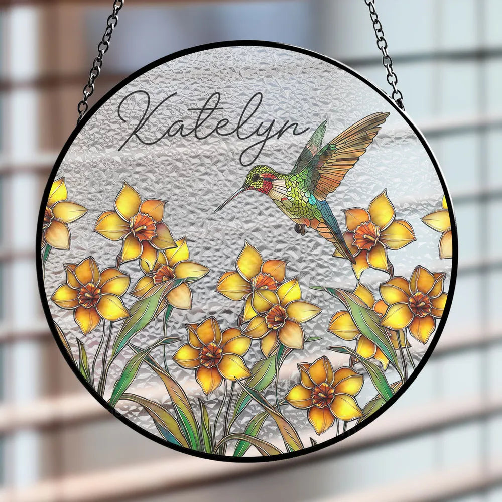 mk3 Humming_Bird_Memorial_Custom_Flower_ _Memorial_Gift_ _Personalized_Stained_Glass_Window_Hanging_Suncatcher_4