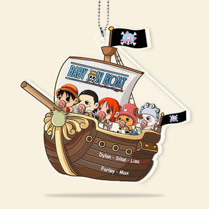 Baby On The Boat Pirate Dad And His Crew - Gift For Family Members, Dad, Mom - Personalized Car Hanging Ornament - NA94