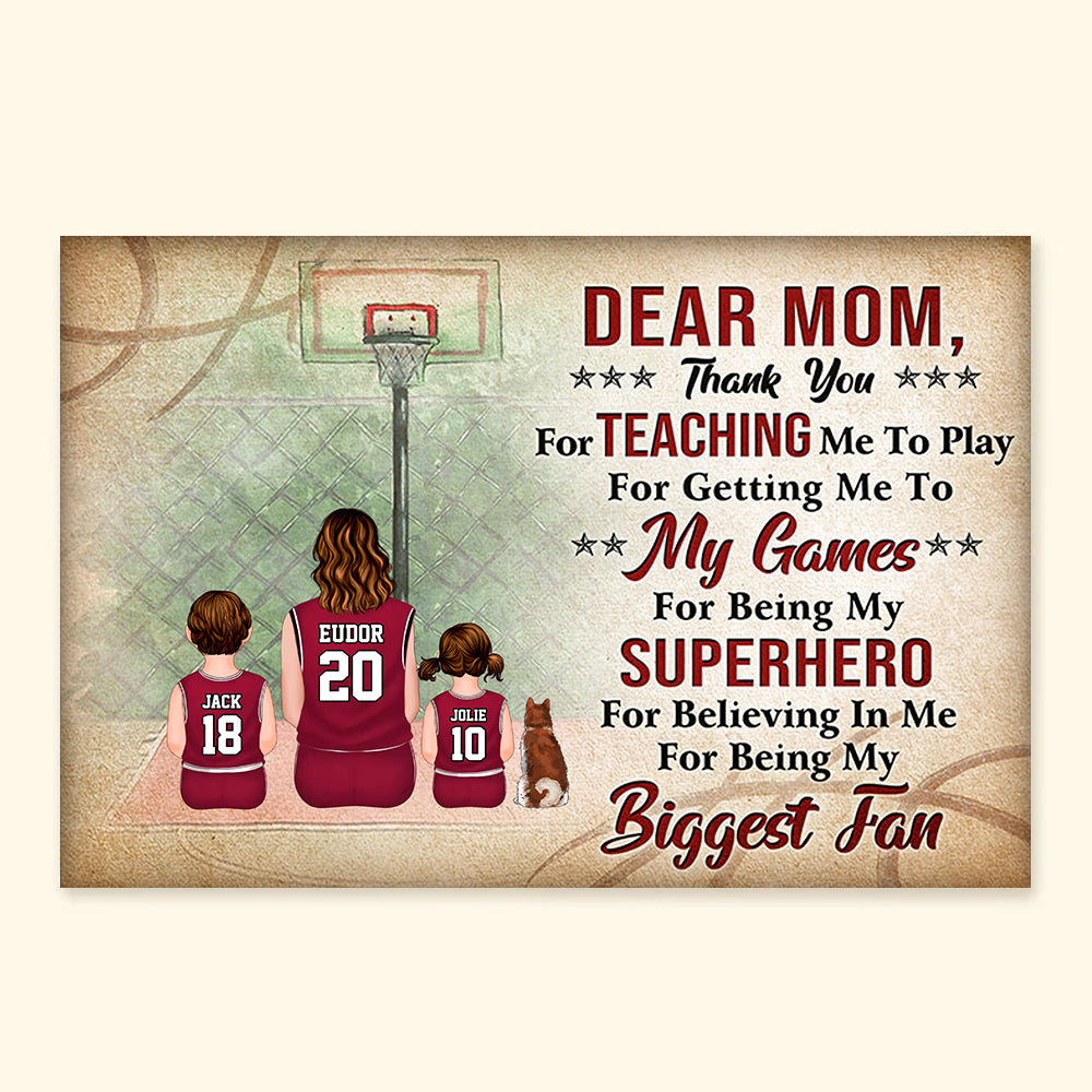 Dear Mom, Thank You For Teaching Me To Play This Game - Gift For Mom, Children, Family - Personalized Canvas Poster - SPCL03 NA94