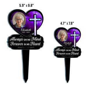 Custom Photo Grandma God Loves You Forever - Memorial Personalized Custom Stain Glass Style Acrylic Garden Stake