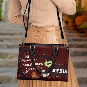 My Favorite Players Call Me Grandma - Personalized Leather Bag - Loving Gift For Mother, Grandma, Grandmother, Mother's Day | NA94