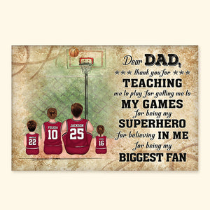 Dear Dad, Thank You For Teaching Me To Play This Game - Gift For Dad, Children, Family - Personalized Canvas Poster - SPCL03 NA94