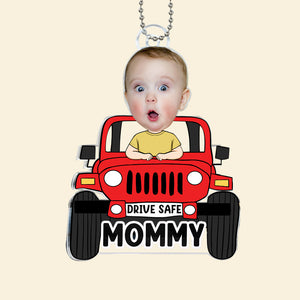 Custom Photo Baby Jeep Drive Safe - Gift For Family Members - Personalized Acrylic Ornament NA94