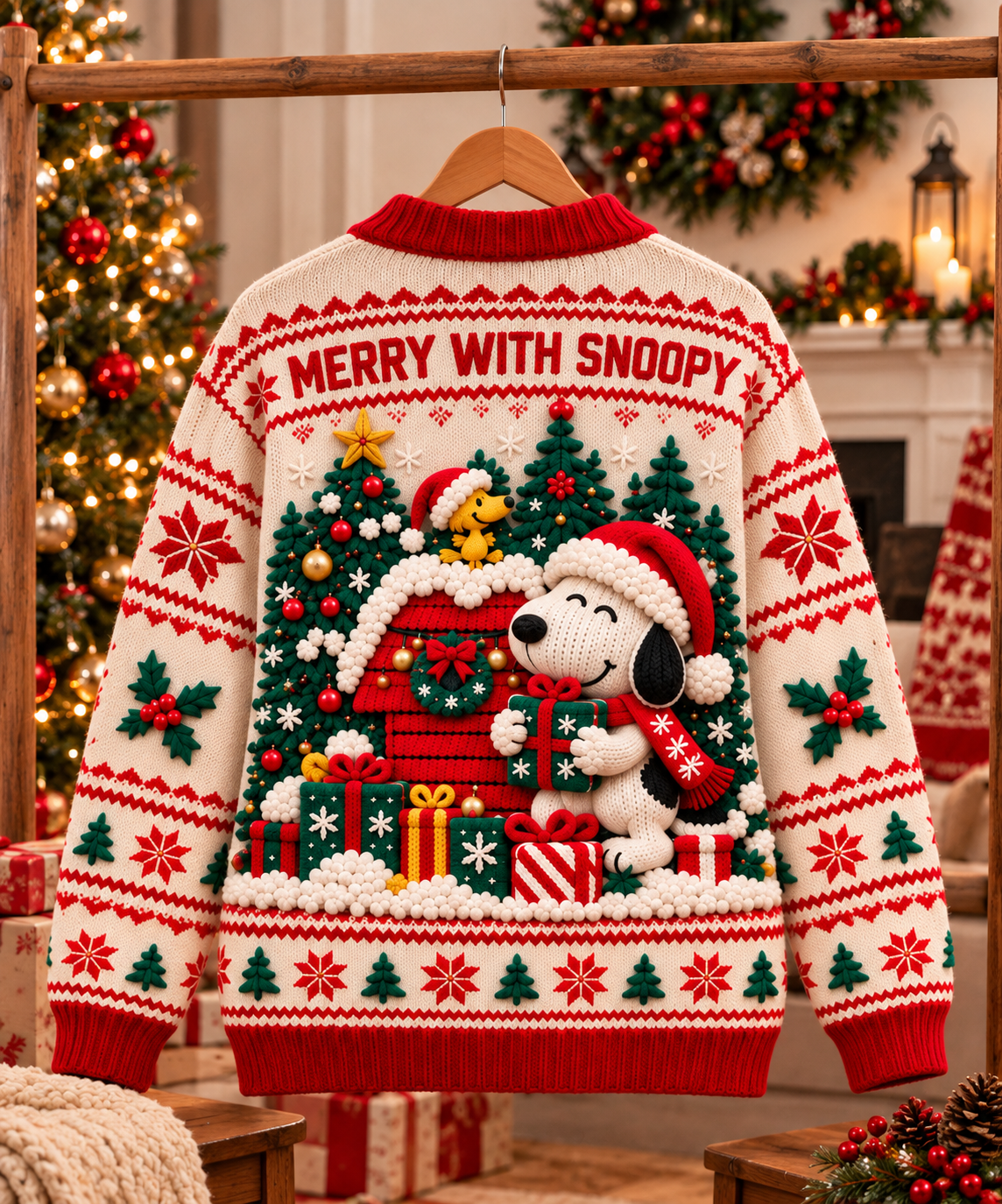 Merry Christmas With Cute Vintage Cartoon - Personalized Cardigan ...