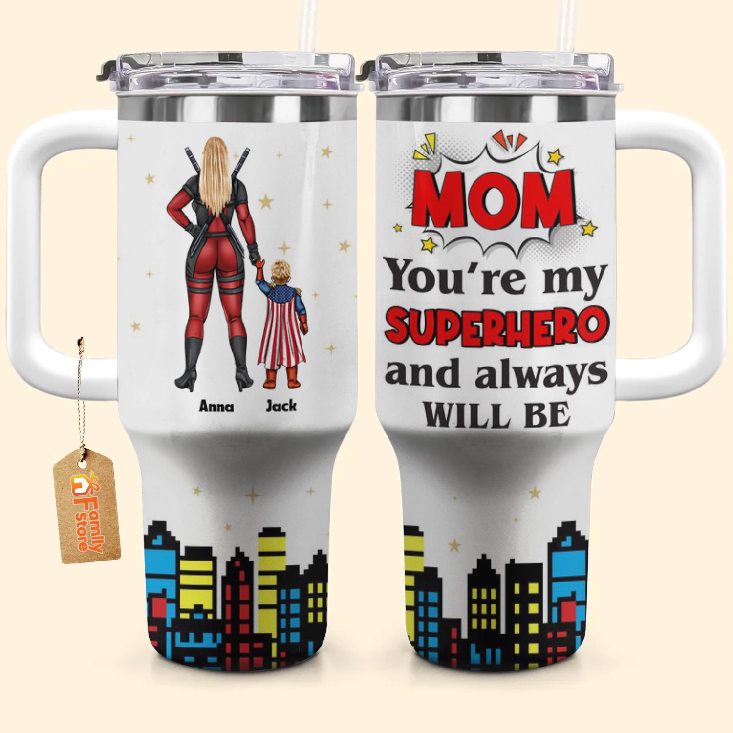 Mom, You're My Super Hero And Always Will Be - Gift For Mom - Personalized 40oz Tumbler Cup With Straw - CL02 NA94