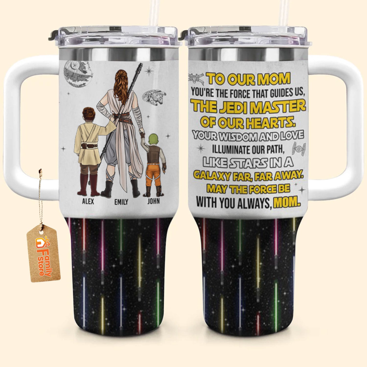 To Our Mom, You Are The Force That Guides Us - Gift For Mom - Personalized 40oz Tumbler Cup With Straw - CL08 NA94