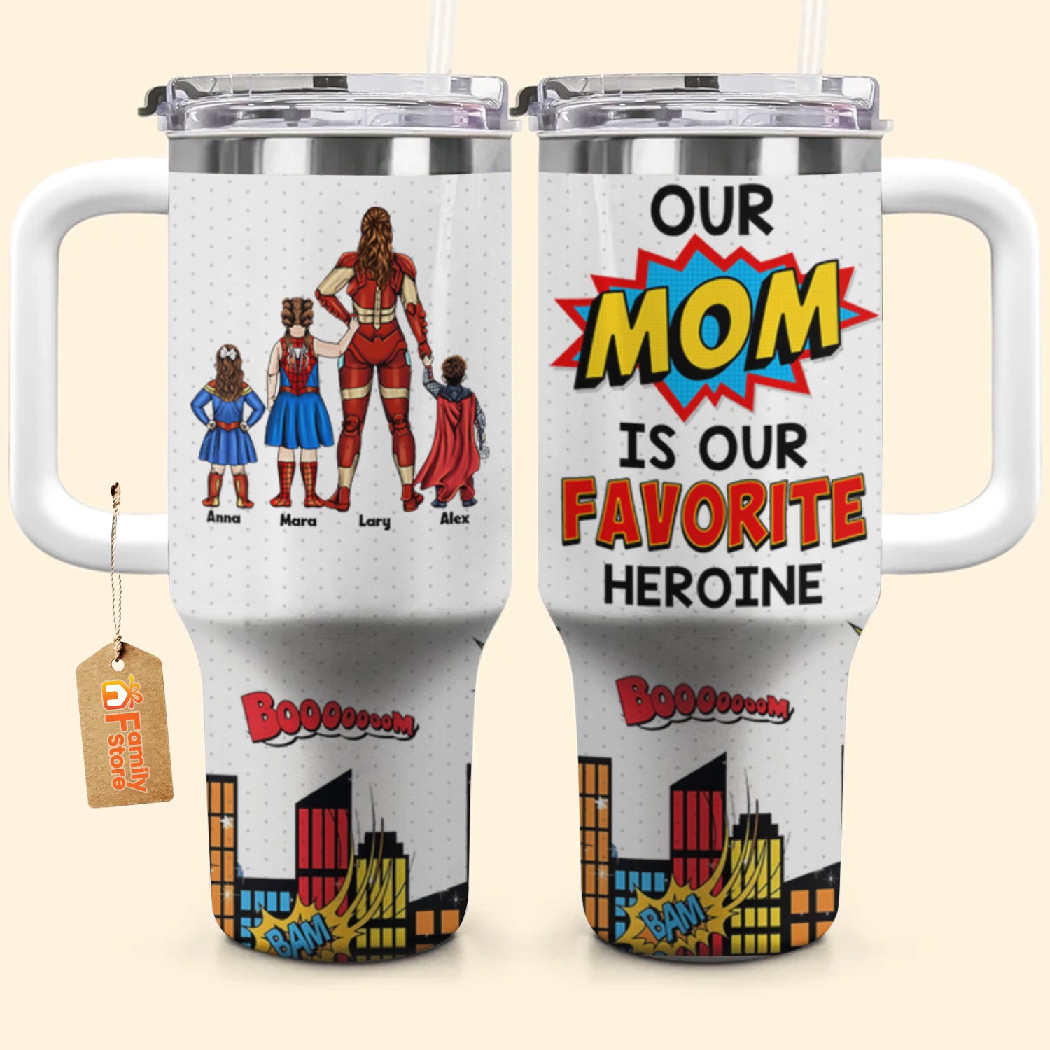 Our Mom Is Our Favorite Thing - Gift For Mom - Personalized 40oz Tumbler Cup With Straw - CL02 NA94