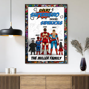 Super Hero Every Super Family Needs Sidekicks, Personalized Canvas Print - CL02 PT