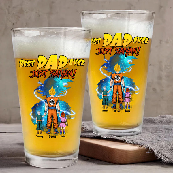 DrBa Dad Just Saiyan Dad - Personalized Beer Glass - Gift For Dad